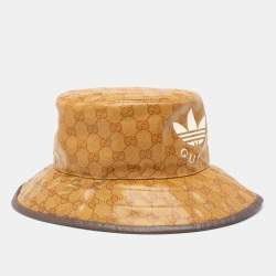 Pre Owned Gucci x Adidas Beige/Brown GG Crystal Canvas Bucket Hat 