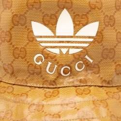 Pre Owned Gucci x Adidas Beige/Brown GG Crystal Canvas Bucket Hat 