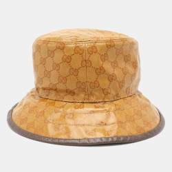 Pre Owned Gucci x Adidas Beige/Brown GG Crystal Canvas Bucket Hat 