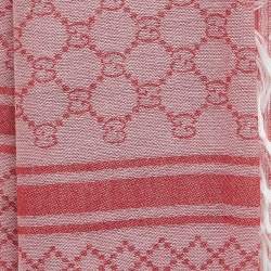 Gucci Red GG Web Cotton Fringed Shawl