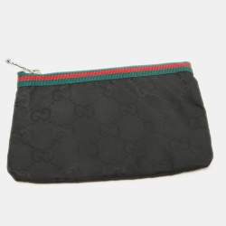 Gucci Black GG Web Nylon Bucket Hat With Pouch 