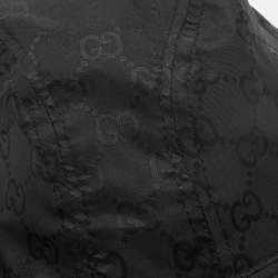 Gucci Black GG Web Nylon Bucket Hat With Pouch 