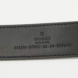 Pre Owned Gucci Black Leather GG Marmont Buckle Belt 85CM