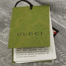 Gucci Grey GG Jacquard Wool Fringe Scarf
