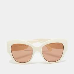 Pre Owned Gucci Off White/Brown GG0808S GG Marmont Butterfly Sunglasses