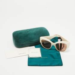 Pre Owned Gucci Off White/Brown GG0808S GG Marmont Butterfly Sunglasses