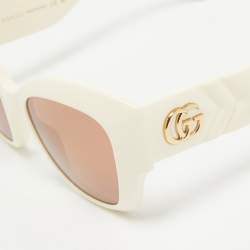 Pre Owned Gucci Off White/Brown GG0808S GG Marmont Butterfly Sunglasses