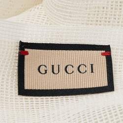 Pre Owned Gucci Off White GG Mesh Fringed Shaby Stole