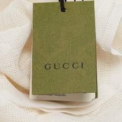 Pre Owned Gucci Off White GG Mesh Fringed Shaby Stole