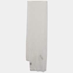 Pre Owned Gucci Off White GG Mesh Fringed Shaby Stole