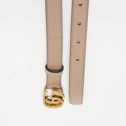 مملوكة مسبقًا حزام غوتشي جي جي مارمونت جلد أزرق بإبزيم رفيع 95 سم