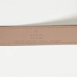 مملوكة مسبقًا حزام غوتشي جي جي مارمونت جلد أزرق بإبزيم رفيع 95 سم