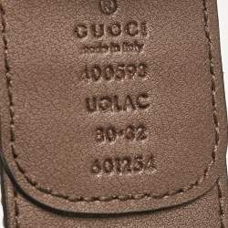 Pre Owned Gucci Beige/Ebony Jumbo GG Canvas GG Marmont Buckle Belt 80 CM