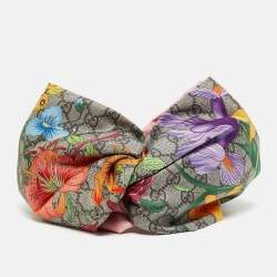 Gucci Multicolor GG Flora Print Silk Headband M
