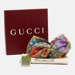 Gucci Multicolor GG Flora Print Silk Headband M