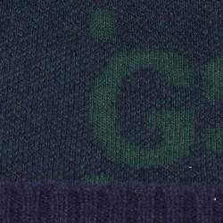 Gucci Navy Blue GG Cashmere Knit Beanie Hat M