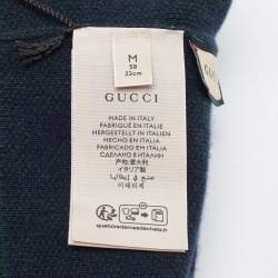 Gucci Navy Blue GG Cashmere Knit Beanie Hat M