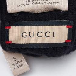 Pre Owned Gucci Black GG Cashmere Knit Fingerless Gloves S