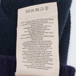Gucci Navy Blue/Green GG Cashmere Knit Gloves L