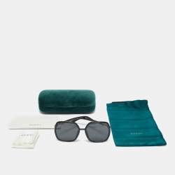Pre Owned Gucci Black GG0890SA Horsebit Oversized Sunglasses