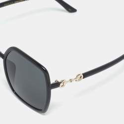 Pre Owned Gucci Black GG0890SA Horsebit Oversized Sunglasses