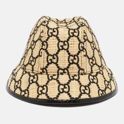 Pre Owned Gucci Beige GG Raffia Basmaa Stuoia Hat M