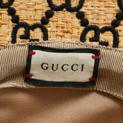 Pre Owned Gucci Beige GG Raffia Basmaa Stuoia Hat M