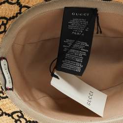 Pre Owned Gucci Beige GG Raffia Basmaa Stuoia Hat M