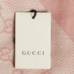 Pre Owned Gucci Pink GG Jacquard Wool Frayed Edge Scarf 