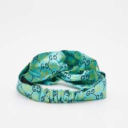 Pre Owned Gucci Blue GG Ghost Silk Headband M