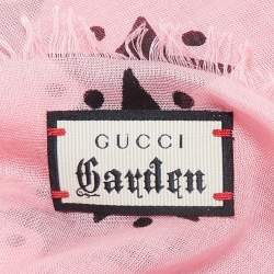 Gucci Garden Pink Eye Star Print Silk Square Scarf 