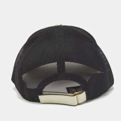 Gucci White Stars/Guccy Print Leather & Mesh Baseball Cap L