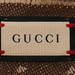 Gucci Brown GG Jacquard Wool Frayed Edge Scarf 