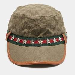 Gucci Beige GG Canvas Star Studded Military Cap S