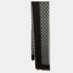 Gucci Grey/Black GG Jacquard Wool Shawl
