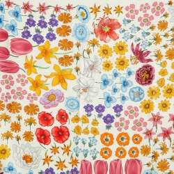 Gucci Off-White Flora Print Silk Scarf