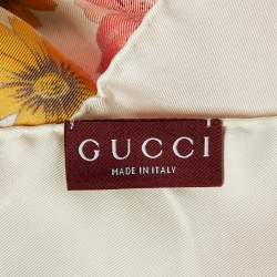 Gucci Off-White Flora Print Silk Scarf