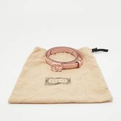 Gucci Pink Leather GG Marmont Slim Belt 90 CM