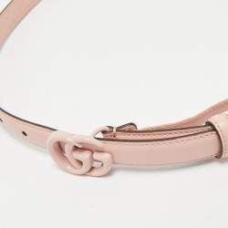 Gucci Pink Leather GG Marmont Slim Belt 90 CM