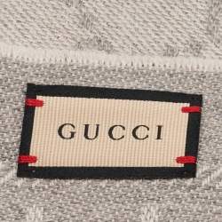 Gucci Grey GG Jacquard Woo Knit Scarf 
