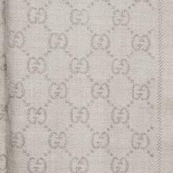 Gucci Grey GG Jacquard Woo Knit Scarf 