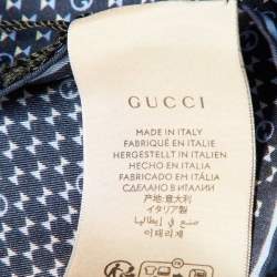 مملوكة مسبقًا Gucci Navy Blue Printed Silk Scarf/Pocket Square