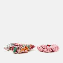 Pre Owned Gucci Pink GG Silk Scrunchie Set of 2