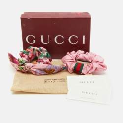 Pre Owned Gucci Pink GG Silk Scrunchie Set of 2