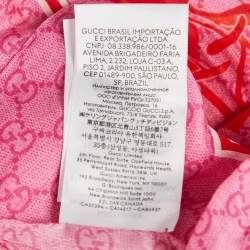 Pre Owned Gucci Pink Floral GG Cotton Scarf