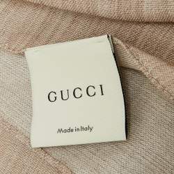 Pre Owned Gucci Beige GG Jacquard Wool & Silk Shawl 
