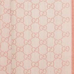 Pre Owned Gucci Pink GG Jacquard Wool & Silk Scarf