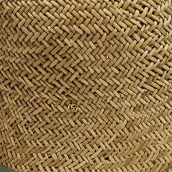 Pre Owned Gucci Brown Straw Ribbon Cloche Hat M