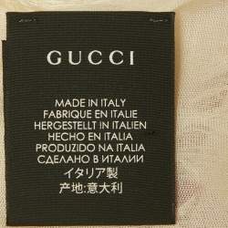Pre Owned Gucci Cream & Red GG Ghost Print Modal & Silk Blend Scarf 
