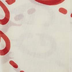 Pre Owned Gucci Cream & Red GG Ghost Print Modal & Silk Blend Scarf 